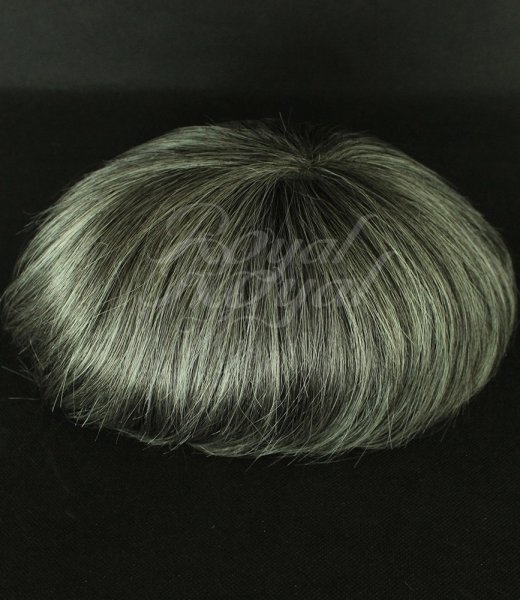 Natural looking v loop front nice hairline stock mens grey hair man hair wig natural hair unit 